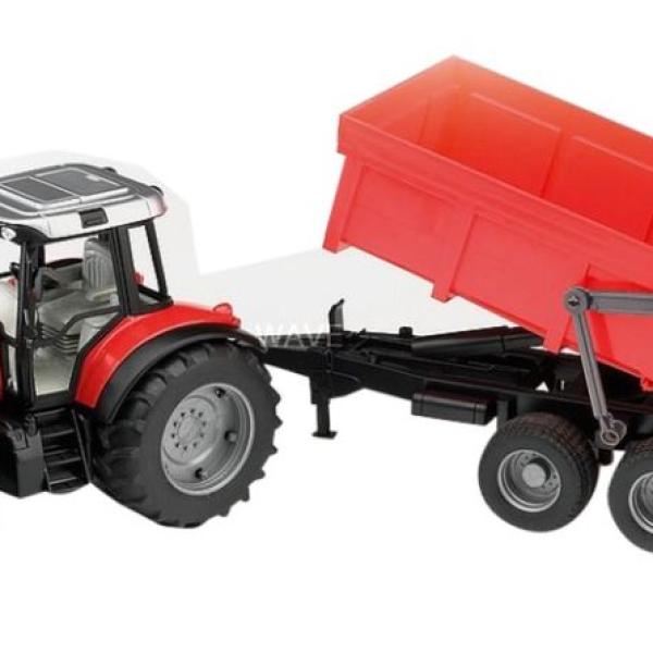 Trator de Brincar Massey Ferguson 7480 Com Reboque Basculante - BRUDER
