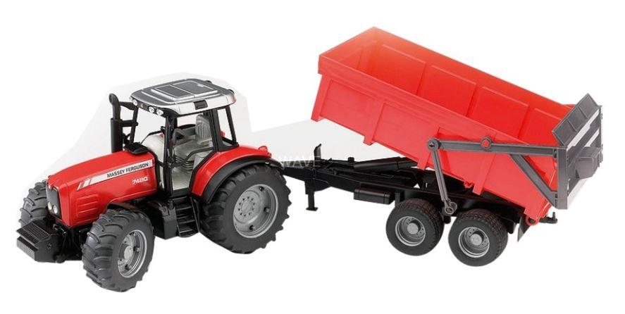 Trator de Brincar Massey Ferguson 7480 Com Reboque Basculante - BRUDER