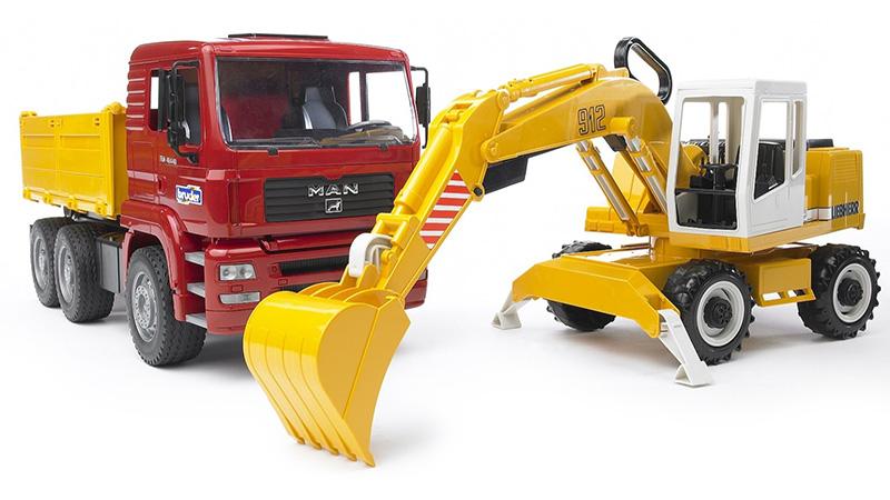 MAN TGA Camião construção c/ escavadora Liebherr