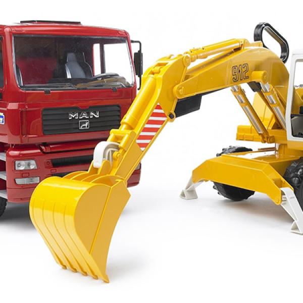 MAN TGA Camião construção c/ escavadora Liebherr