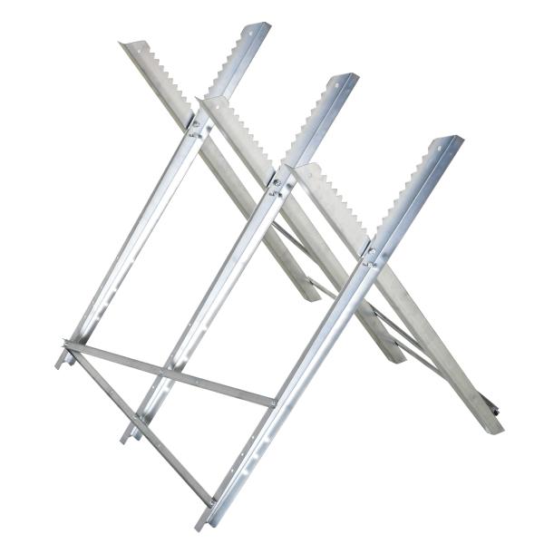 Cavalete para Serrar Dobrável com Altura Ajustável Estrutura Triangular de Metal Suporte para Lenha 83x83x79 cm Prata