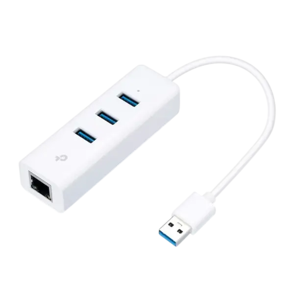 Placa de Rede Externa (RJ45) USB3.0 c/ HUB 3x USB3.0 Fêmea - TP - LINK