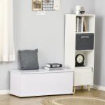 Baú de Armazenamento, Banco de Armazenamento com Dobradiça de Segurança, Estilo Moderno, para Entrada, Quarto, Sala de Estar, 100x40x40 cm, Branco