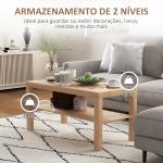 Mesa de Centro Moderna Mesa Auxiliar com Prateleira para Sala de Estar Escritório 90x45x44,5 cm Madeira