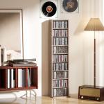 Estante para CDs e DVDs Suportes para CD Estreitos com 9 Compartimentos Prateleiras Ajustáveis 33x24x140 cm Madeira