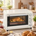 Forno Elétrico de Bancada 32L 1600W com 3 Modos de Calor, Temporizador e Temperatura Regulável, 52,2x38,1x33,5 cm, Creme