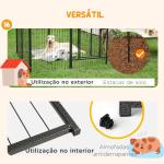 Parque para Cães com 16 Painéis e 2 Portas, Recinto em Aço para Interior e Exterior 80x60 cm Cinzento