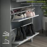Sapateira Móvel Sapateira Estreita com 2 Portas e 1 Gaveta para 8 Pares de Sapatos 60x23,5x98,5 cm Cinzento