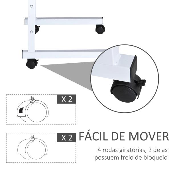 Mesa de computador para Hogar escritorio Altura Ajustável Mesa Compacta com Rodas 60x40x68 - 78cm Cor Branco