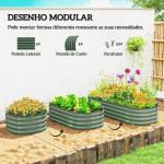 Caixa de Plantio de Exterior Grande em Aço Galvanizado para Cultivo de Plantas 150x62x30 cm Verde