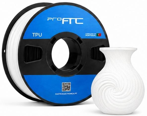Filamento de Impressão 3D TPU 1,75mm 1Kg (Branco) - ProFTC