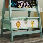 Cavalete de Pintura para Crianças 3 em 1 para Crianças acima de 3 Anos com Rolo de Papel e Cestos de Arrumação 54x46x94 cm Verde