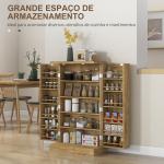Armário de Cozinha Armário Despensa Cozinha com 2 Portas de Vime e 16 Prateleiras 60x30x104 cm Madeira