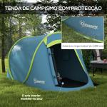 Tenda de Campismo para 1 - 2 Pessoas Impermeável de 2000 mm com Bolsa de Transporte para Pesca 245x148x105 cm Azul