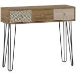 Mesa Consola com 3 Gavetas Consola Estreita para Entrada com Pés de Aço 90x30x75 cm Madeira