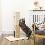 Poste Arranhador para Gatos 79 cm Arranhador para Gatos com Bola Suspensa e Poste de Juta 59,5x39x79 cm Creme e Bege