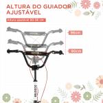 Trotinete com Guiador Ajustável 2 Pneus de Borracha Insufláveis com Travagem Dupla e Rodas 16" 139x58x90 - 96 cm Branco
