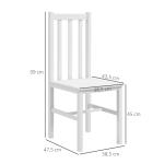 Conjunto de 2 Cadeiras de Sala de Jantar com Encosto de Ripas Estrutura de Madeira de Pinho 38,5x47,5x99 cm Branco