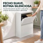 Caixote do Lixo de Reciclagem 4x15 L (60 L), 4 Compartimentos Estreitos em Aço, Fecho Suave, Branco