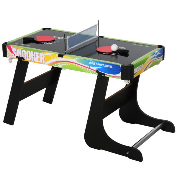 Mesa de Jogos Dobrável 4 em 1 Matraquilhos Hóquei de Mesa Bilhar Pingue - Pongue e Acessórios Incluídos 86,5x43,5x64 cm Multicor