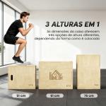 Caixa Pliometria de Madeira Caixa de Saltos com 2 Alças Recortadas Carga Máxima 120 kg 61x51x73 cm Madeira