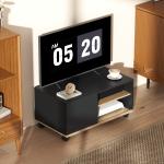 Móvel de TV com Rodas para Televisores até 42 Polegadas com 1 Porta 2 Compartimentos Abertos Prateleira 80x45x41 cm Preto