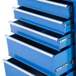 Carrinho de Ferramentas para Oficina com Rodas e 5 Gavetas Fechadura e Alça Lateral 61,5x33x85 cm Azul
