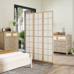 Biombo Dobrável de 3 Painéis Separador de Ambientes de Interior para Sala de Estar Dormitório e Escritório 120x170 cm Madeira e Branco