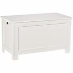 Baú de Armazenamento de Madeira Baú de Arrumação com Dobradiça de Segurança Carga Máxima 20 kg 81x40x46 cm Branco