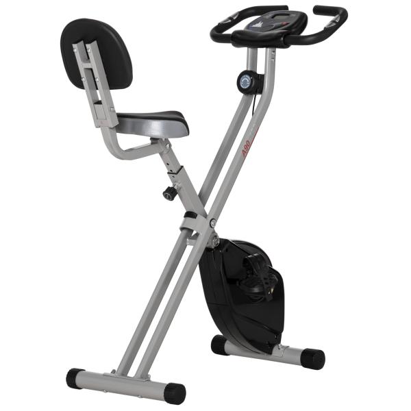 Bicicleta Estática Dobrável com 8 Níveis de Resistência Magnética com Assento Ajustável 43x97x109 cm Cinzento