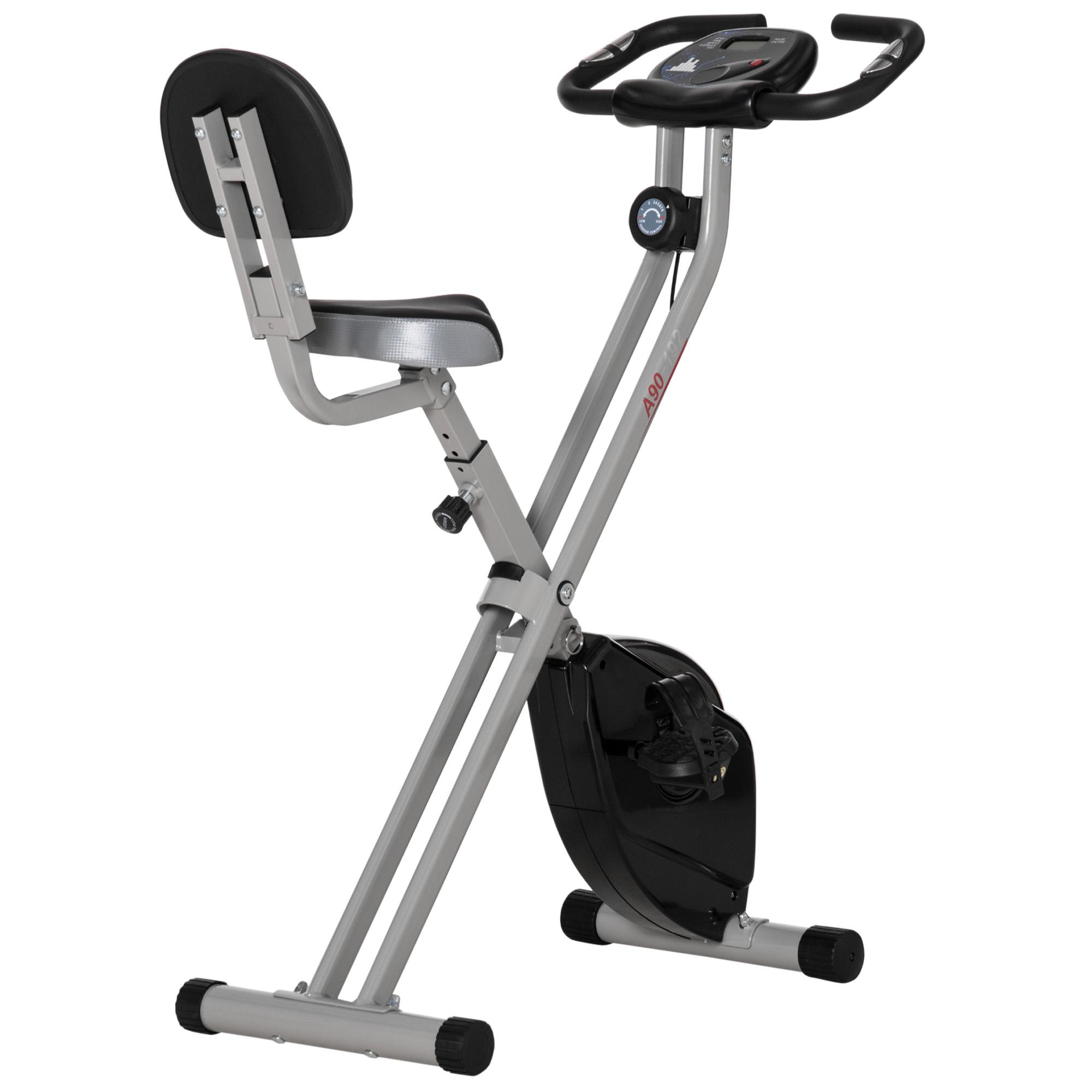 Bicicleta Estática Dobrável com 8 Níveis de Resistência Magnética com Assento Ajustável 43x97x109 cm Cinzento