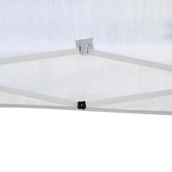 Tenda Dobrável 2,95x2,95 cm com Bolsa de Transporte Altura Ajustável Anti - UV e Impermeável para Terraço Pátio Branco Prateado