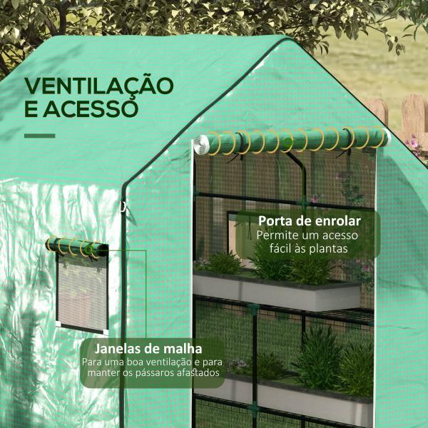 Cobertura de Substituição para Estufa 140x143x190 cm com Janela Porta Anti - UV Proteção de Plantas para Jardim Verde
