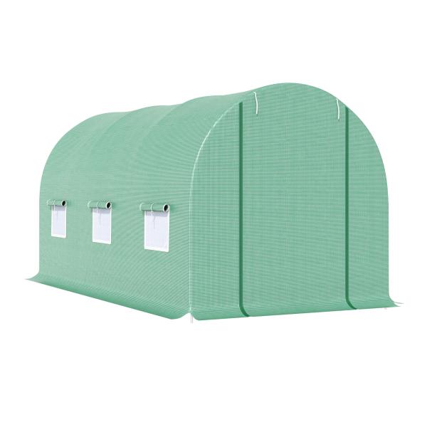 Estufa de Cultivo para Terraço ou Jardim – Cor Verde – Tubo Aço e PE 140g/㎡ - 450x200x200 cm