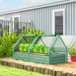 Floreira Exterior Grande com Mini Estufa com Base Aberta para Jardim Terraço Varanda 185x95x92 cm Cinzento e Verde