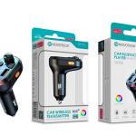 Transmissor FM Bluetooth Novoteck NC-004 com Carregamento Rápido Tipo-C e Iluminação RGB