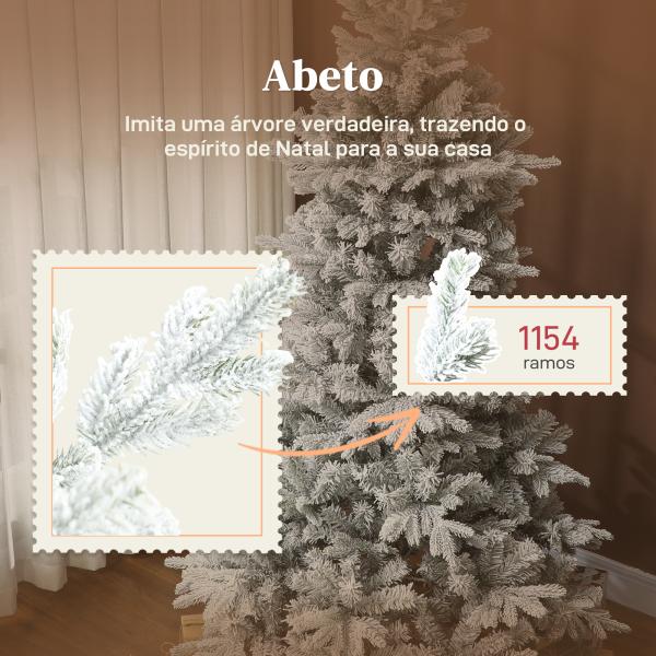 Árvore de Natal Artificial 210 cm Árvore de Natal Nevada com 1154 Ramos Base Dobrável e Fácil de Montar Verde