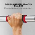 Barra de Elevação para Porta Ajustável de 95 cm a 123 cm Carga 200 kg para Exercícios e Treino Vermelho e Preto
