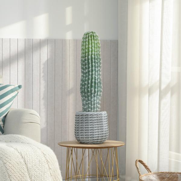 Cacto Artificial 66 cm, Planta Artificial Decorativa com Vaso para Decoração de Interiores Verde