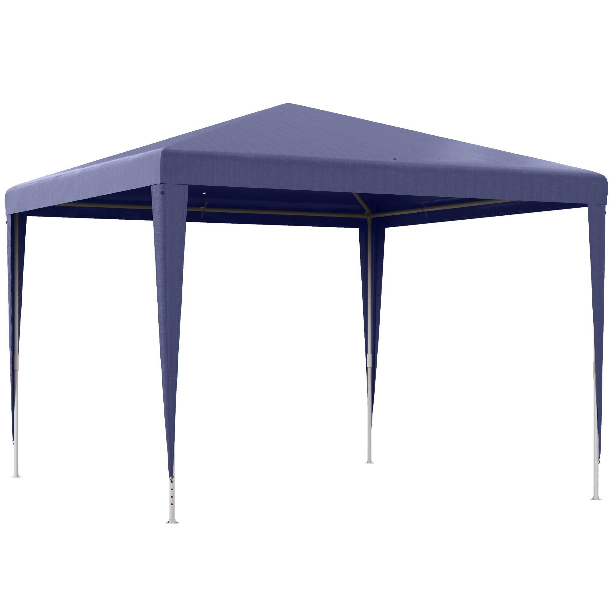 Tenda de Jardim Tenda de Exterior com Tubos de Aço e Cobertura de PE para Eventos Campismo Festas 293x293x252 cm Azul