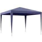 Tenda de Jardim Tenda de Exterior com Tubos de Aço e Cobertura de PE para Eventos Campismo Festas 293x293x252 cm Azul
