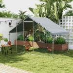 Galinheiro de Exterior Grande Área Aberta de 6 ㎡ para 4 - 6 Galinhas Galinheiro de Aço Galvanizado 3x2x2m