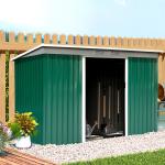 Abrigo de Jardim 280x130x172cm Abrigo de Exterior de Aço Galvanizado com Porta Corredeira e Ventilações Verde