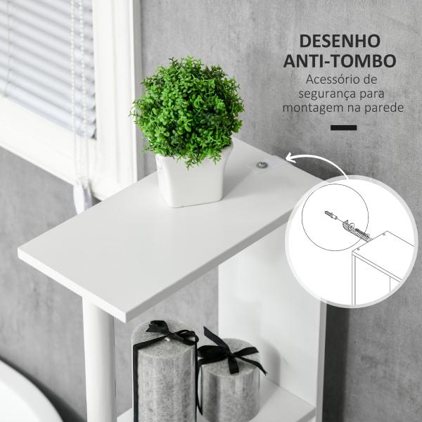 Coluna Casa de Banho com 2 Portas e 2 Prateleiras Armário Alto para Casa de Banho Estilo Moderno 15,2x29,8x118cm Branco