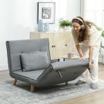 Poltrona 2 em 1 Sofá Cama Individual Dobrável com Encosto Ajustável e Almofada Carga 125 kg 90x78x79 cm Cinza