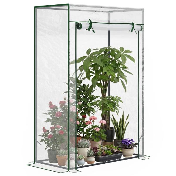 Estufa com Porta Enrolável e Estrutura de Aço Estufa de Jardim para Cultivo de Plantas 100x50x150 cm Transparente