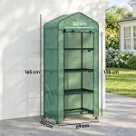 Estufa de Exterior com 4 Prateleiras e Rodas Porta Enrolável Estrutura em Aço e Cobertura de PE 140g/㎡ Anti - UV 69x50x165 cm Verde
