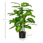 Planta Artificial Aglaonema Planta Sintética de 95cm com 42 Folhas e Vaso de Cimento Decoração para Casa e Exterior Verde