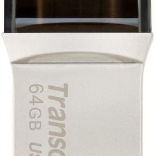 Pen Drive JetFlash 890S Dual 64GB (Preto/Prateado) - TRANSCEND