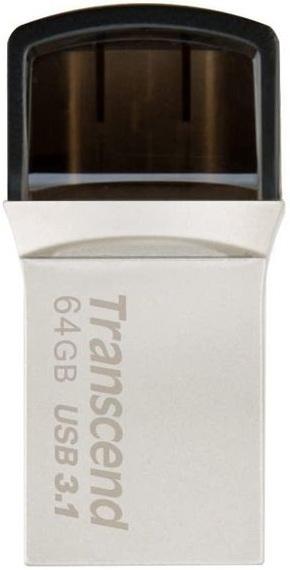 Pen Drive JetFlash 890S Dual 64GB (Preto/Prateado) - TRANSCEND